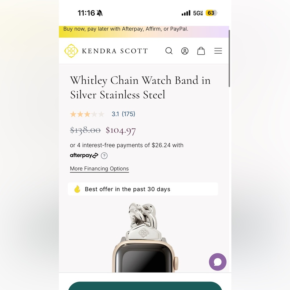 Silver Watch Band for Apple Watch.
